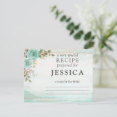 花嫁素朴用木材ターコイズフローラレシピカード 招待状 (スタンド正面)