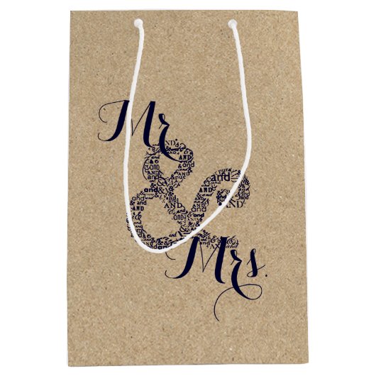 花嫁素朴秋結婚のミスター&ミセス·パーティー ミディアムペーパーバッグ (正面)