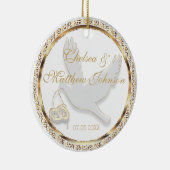 花嫁結婚と花婿の形見のための鳩 セラミックオーナメント (右)