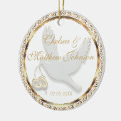 花嫁結婚と花婿の形見のための鳩 セラミックオーナメント (左)