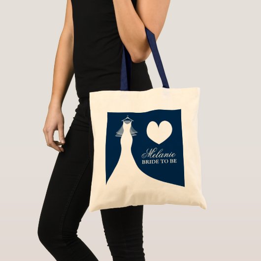 花嫁結婚のためのネイビーブルーのドレストートバッグ トートバッグ (正面(商品))