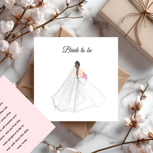 花嫁結婚のイラストレーション ノートカード