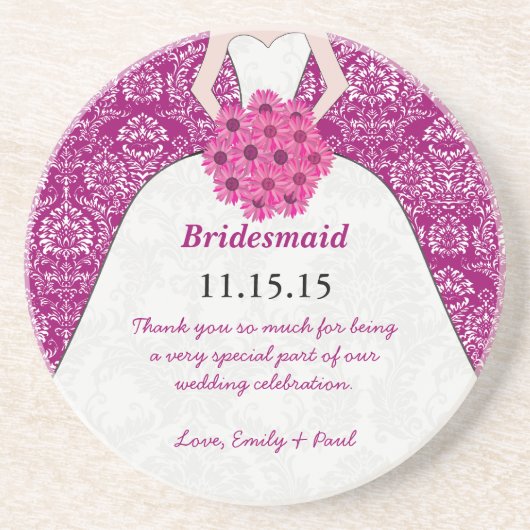 花嫁結婚のガウン・コースター コースター (正面)