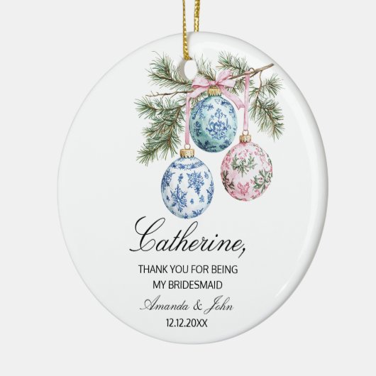 花嫁結婚のメイド・オブ・オーナー（花嫁付き添い人）・クリスマスへの贈り物 セラミックオーナメント (左)