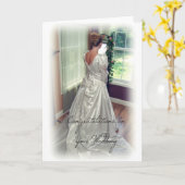 花嫁結婚の背中おめでとう カード (黄色い花)