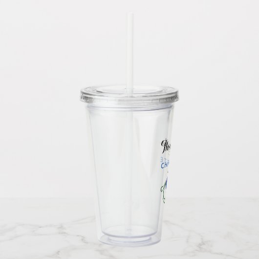 花嫁結婚の青い花かわいらしフローラ アクリルタンブラー (右)