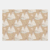 花嫁結婚ケーキ金ゴールドグリッター ラッピングペーパーシート (正面)