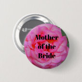 花嫁結婚ピンクのバラの花の母 缶バッジ (正面&裏面)