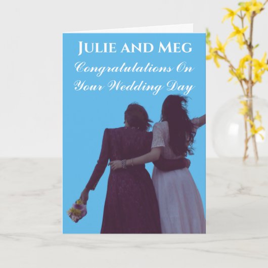 花嫁結婚二名 カード (黄色い花)