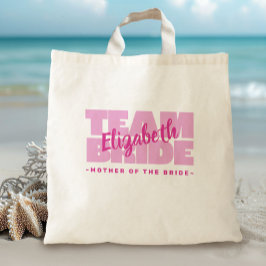 花嫁結婚名ピンクレトロのチーム母 トートバッグ