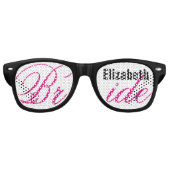 花嫁結婚式の引き出物ブラックアンドピンク名前をカスタムするA01 レトロサングラス (正面)