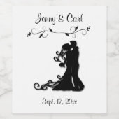 花嫁結婚白パーソナライズされた ワインラベル (シングルラベル)