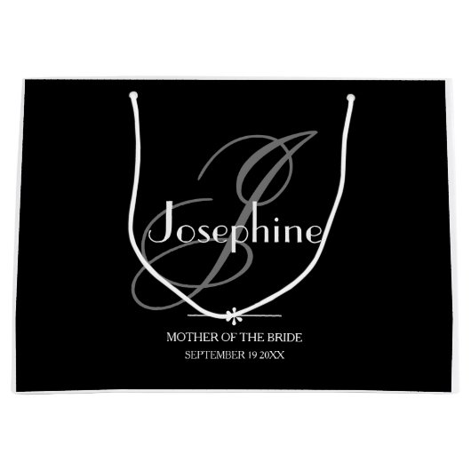 花嫁結婚贈り物モノグラムの母エレガント ラージペーパーバッグ (正面)