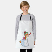 花嫁衣装のキツネ & 花輪 エプロン (着用した状態)