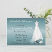 花嫁衣装のターコイズのシャワーの招待状 招待状 (スタンド正面)
