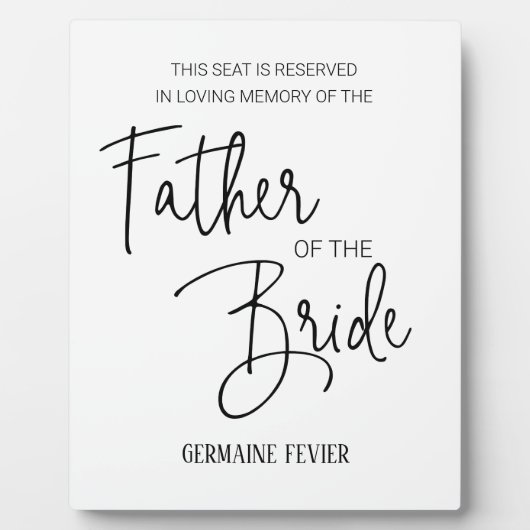 花嫁記念椅子の結婚父 フォトプラーク (正面)