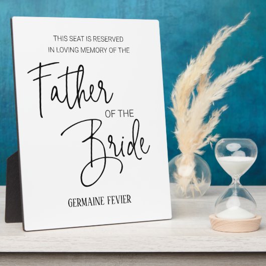 花嫁記念椅子の結婚父 フォトプラーク (側面)