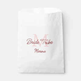 花嫁部族のイニシャル 赤い結婚前のお茶会 シンプル ミニ フェイバーバッグ