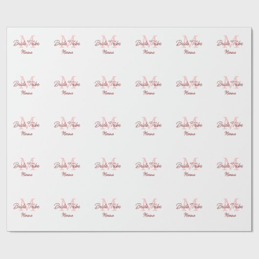 花嫁部族のイニシャル　赤　ブライダルシャワー　シンプル　ミニ ラッピングペーパー (フラット)