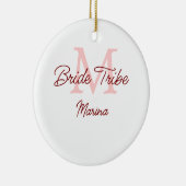 花嫁部族のモノグラム 赤いウェディングシャワーのシンプルなミニ セラミックオーナメント (右)