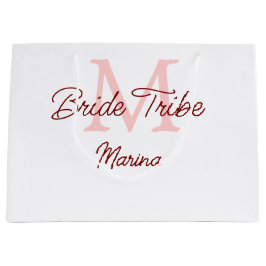 花嫁部族のモノグラム 赤いウェディングシャワーのシンプルなミニ ラージペーパーバッグ