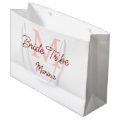 花嫁部族のモノグラム 赤いウェディングシャワーのシンプルなミニ ラージペーパーバッグ (正面アングル)