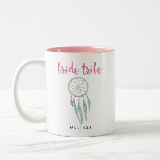 花嫁部族の水の色のドリームキャッチャー花嫁メイド ツートーンマグカップ (左)