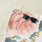 花嫁部族バラ金ゴールドフローラユーカリ緑 ビーチタオル (インサイチュ)