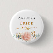 花嫁部族バラ金ゴールドフローラユーカリ緑 缶バッジ (正面)