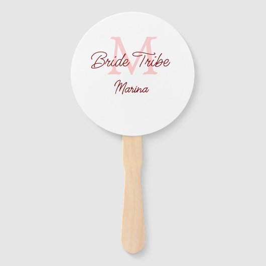 花嫁部族モノグラムレッドブライダルシャワーシンプルミニ ハンドファン (正面)