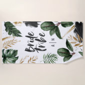 花嫁部族 トロピカルリーフとタイポグラフィ ビーチタオル (正面)