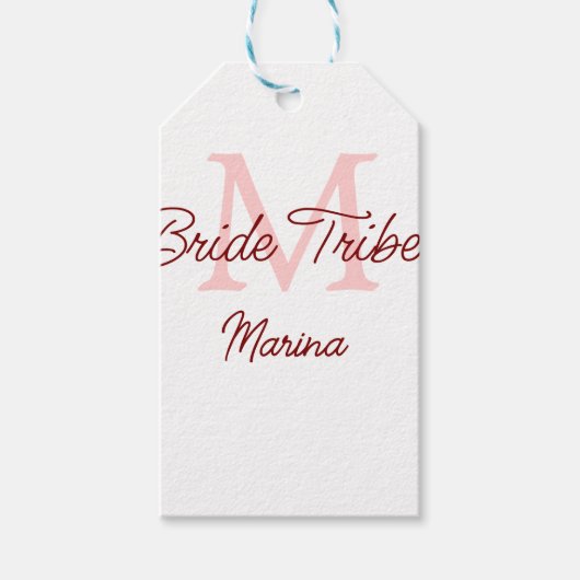 花嫁部族 モノグラム 赤 ブライダル シャワー シンプル ミニ ギフトタグ (正面)