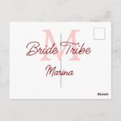 花嫁部族 モノグラム 赤 ブライダル シャワー シンプル ミニ ポストカード (裏面)