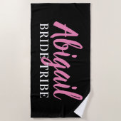 花嫁部隊 ブライズメイド名 ピンク ブラック ビーチタオル (正面)