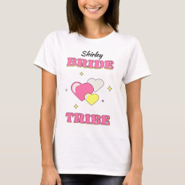 花嫁部隊(BRIDE TRIBE) バチェロレッテ/ハンのパーティー用カスタマイズ名入り Tシャツ