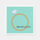 花嫁金ゴールドダイヤモンドリングや輪ブライダルシャワーパーティー スタンダードカクテルナプキン (正面)