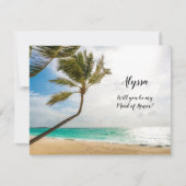 花嫁頼のメイド・オブ・オーナー（花嫁付き添い人）ビーチ結婚式ノートカード 招待状 (正面)