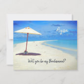 花嫁頼の花嫁ビーチ傘ノートカード 招待状 (正面)