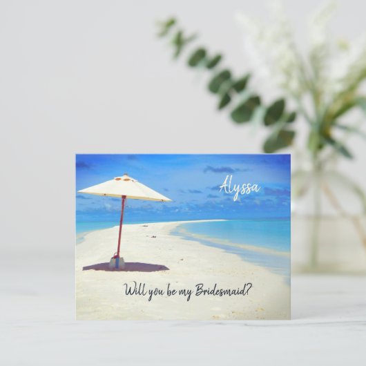 花嫁頼の花嫁ビーチ傘ノートカード 招待状 (スタンド正面)