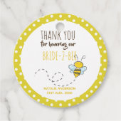 花嫁2ビーかわいいイエロー水玉模様ブライダルシャワー フェイバータグ (正面)