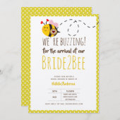 花嫁2 BEEかわいい黄色結婚のブライダルシャワー 招待状 (正面/裏面)