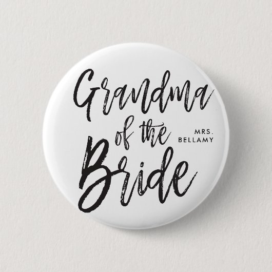 花嫁|の原稿のスタイルのカスタムな結婚式の祖母 缶バッジ (正面)