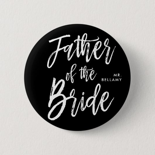 花嫁|の原稿のスタイルの黒の結婚式の父 缶バッジ (正面)