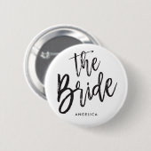 花嫁|の黒い原稿のスタイルのカスタムな結婚式 缶バッジ (正面&裏面)