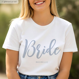 花嫁 ウェディング 名前入り ダスティーブルー Tシャツ