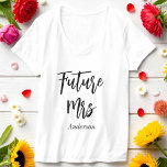 花嫁 ウェディング 黒 白,未来のMrs. Tシャツ<br><div class="desc">白いTシャツに黒のカリグラフィー文字のFuture Mrs. 同じデザインの他の商品は以下のコレクションにあります。</div>