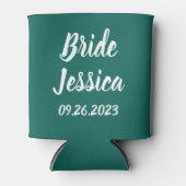 花嫁 エメラルドグリーン エレガント スクリプト ギフト ウェディング 缶クーラー (正面)