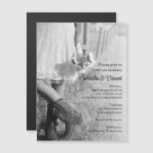 花嫁、カウボーイブーツとヒマワリの国の結婚式 マグネット招待状 (正面/裏面)