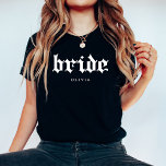 花嫁 | ゴシッククール文字 トライブレンドTシャツ<br><div class="desc">このスタイリッシュ新婦用ブラックシャツはトレンディーホワイトまたはオールド・イングリッシュスタイル文字を特徴としている。</div>
