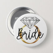 花嫁 ダイヤモンド ゴールド 婚約指輪 缶バッジ (正面&裏面)